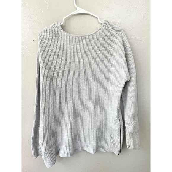 Cabi Deep V Pullover Sweater Tunic Side Zippers, Gray - Beige #3531 Large Ribbed - Picture 8 of 8